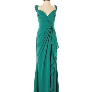 100% green silk Badgley Mischka formal dress, size 0.